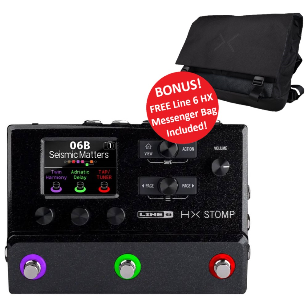 Line 6 HX Stomp Guitar and Bass Amplifier and Multi-Effects Processor with Free HX Messenger Bag