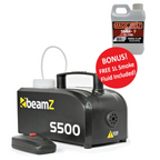 Beamz S500 Compact 0.4L 500W Smoke Machine with Free 1L Smoke Fluid