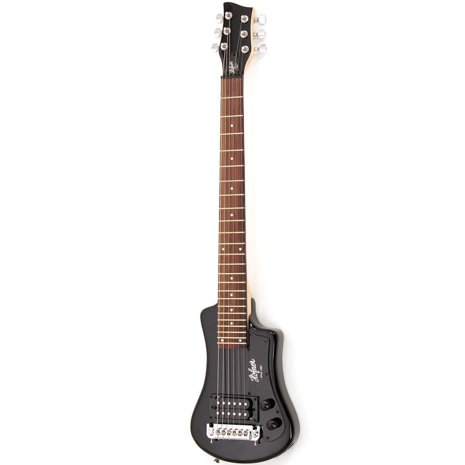 Hofner Shorty Compact Travel Electric Guitar with Accessory Pack - Black