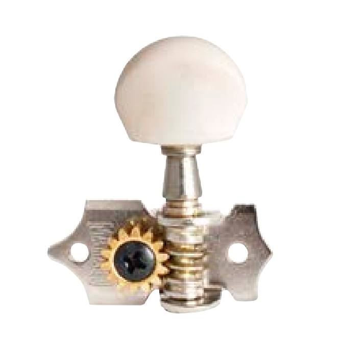 Mahalo BU58R Geared Machine Head Nickel Plated with White Button (Right Side)