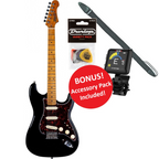 Jet JS-300 SSS Electric Guitar with Accessory Pack - Black