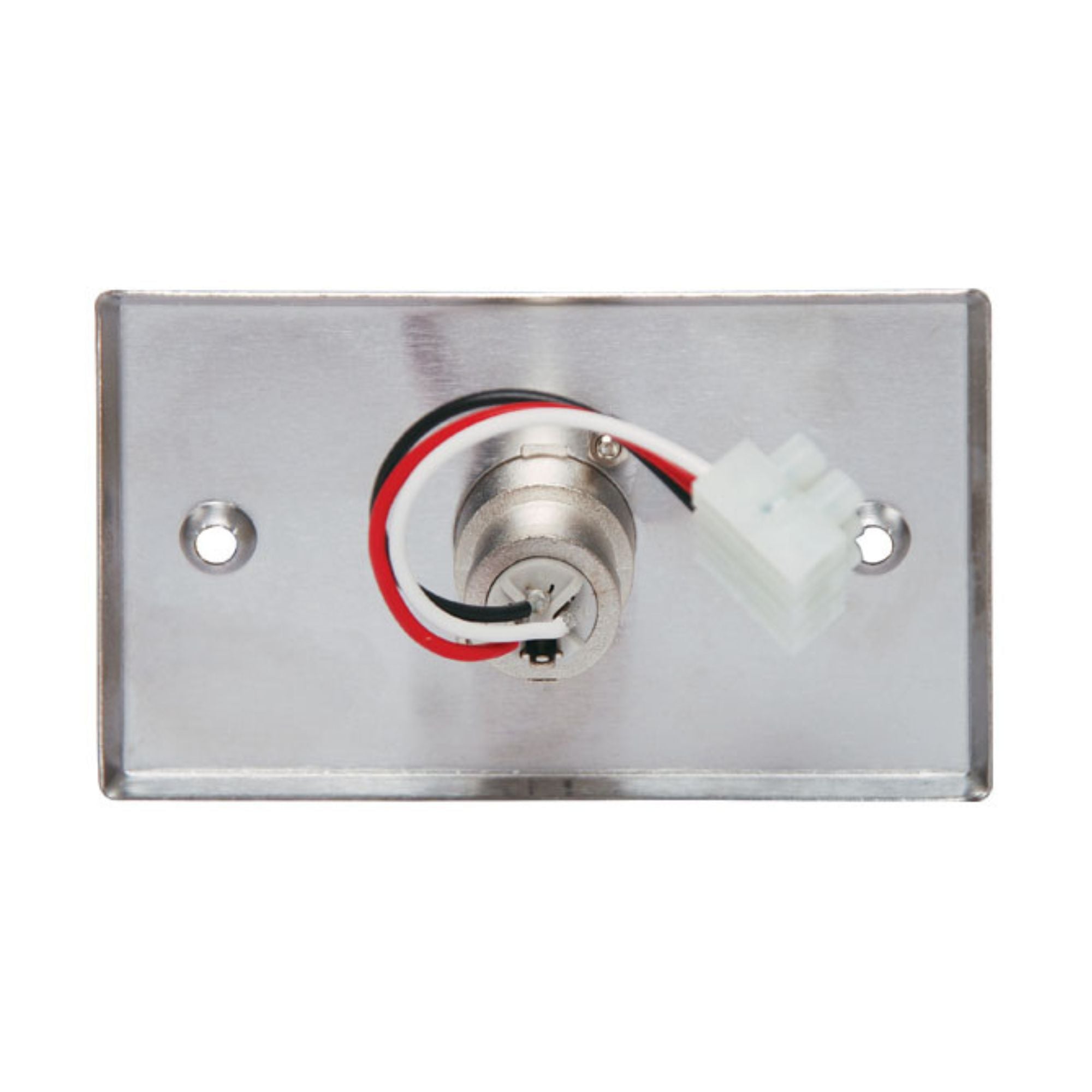 Altronic 3-pin male XLR horizontal steel microphone wall plate for PA audio equipment installation.