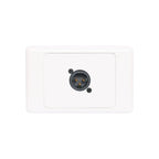 Redback C0444 3-pin XLR horizontal microphone wallplate with dual covers, designed for professional PA audio setups.