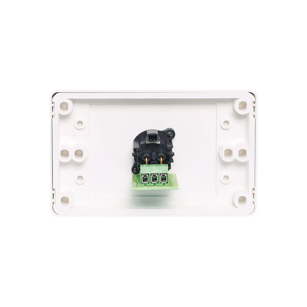 Redback C0444 3-pin XLR microphone wallplate with dual covers, horizontal design, for PA and audio equipment installation.