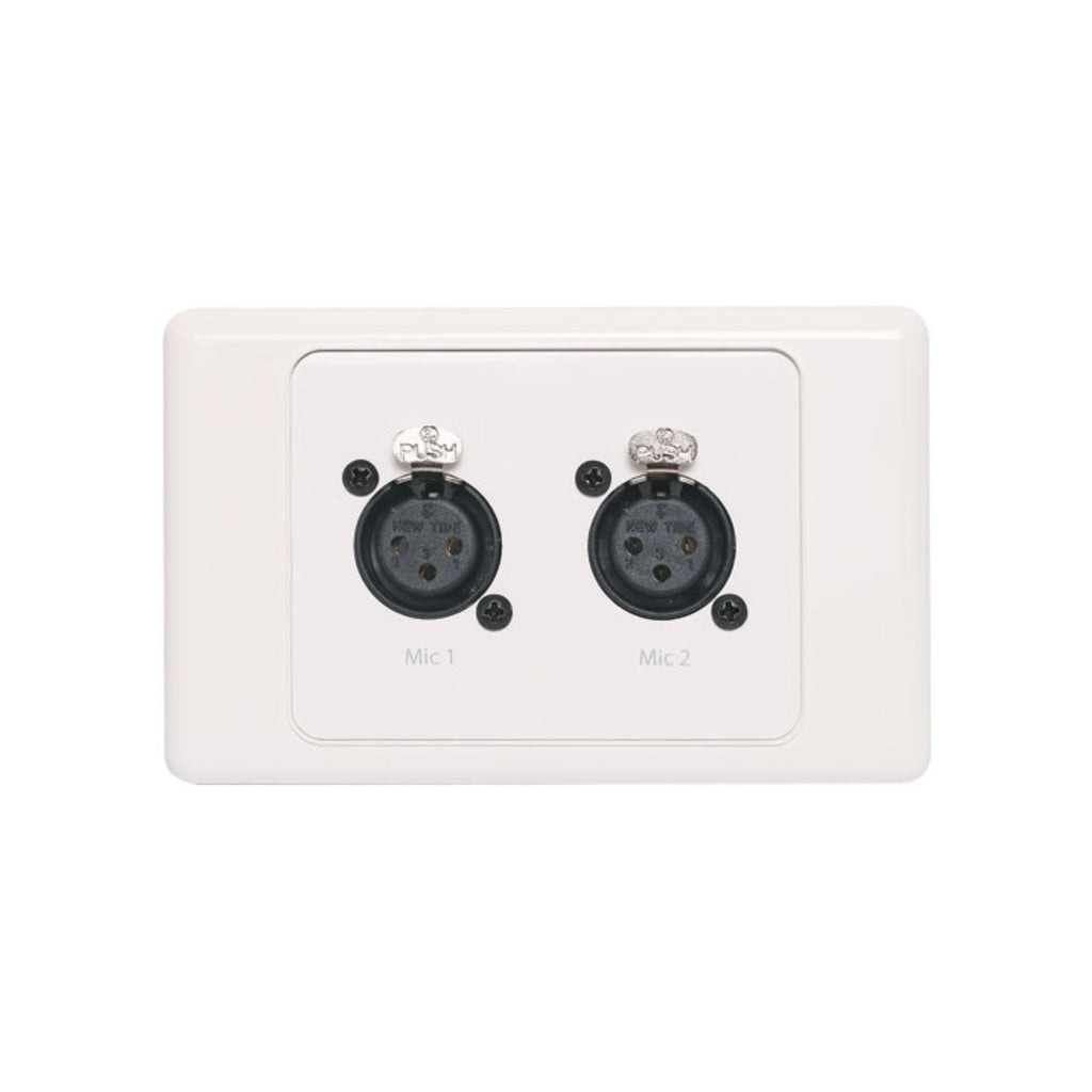 Dual 3 Pin XLR Horizontal Microphone Wallplate Dual Cover