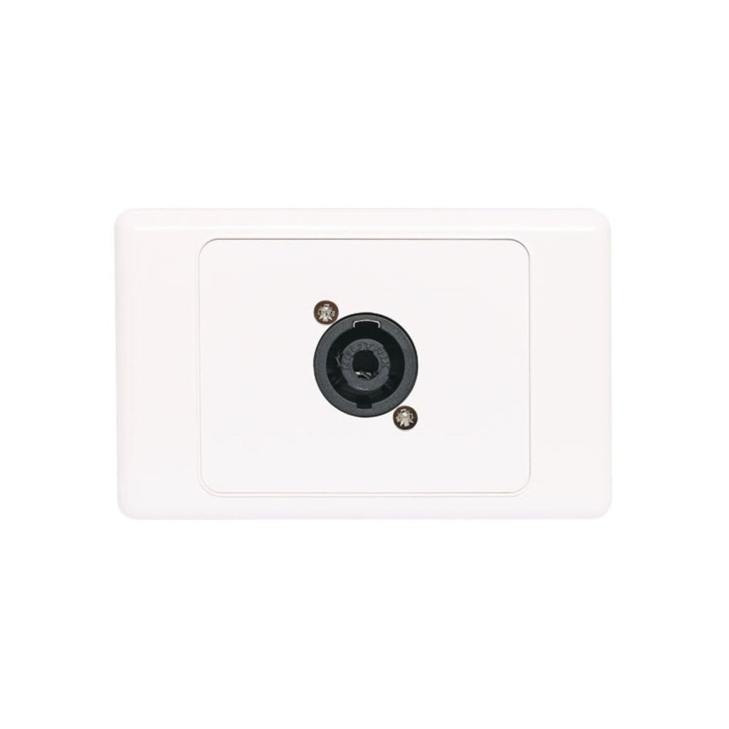 Dynalink C0459 4 Pin Neutrik Speakon Horizontal Spkr Wallplate Dual Cover