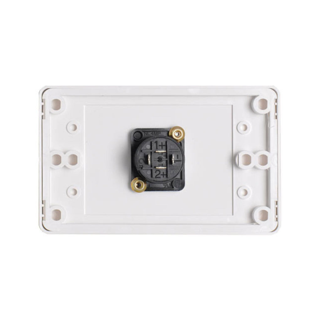 Dynalink C0459 4 Pin Neutrik Speakon Horizontal Spkr Wallplate Dual Cover