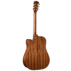 Cort Gold DC-6 dreadnought acoustic guitar with glossy natural finish and soft case, showcasing the guitar's body and neck.