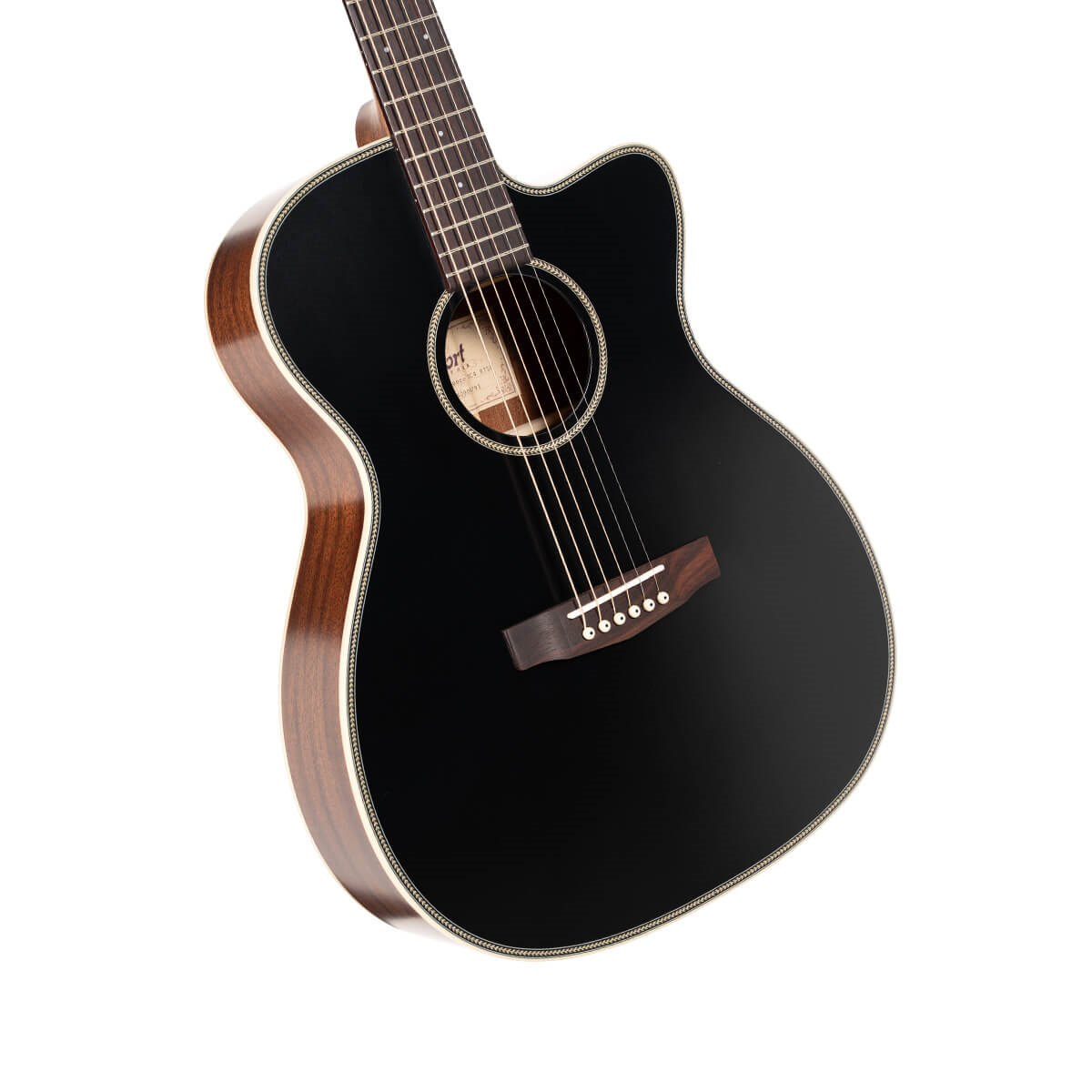 Cort Essence OC4 OM Acoustic Guitar - Black Top Semi Gloss