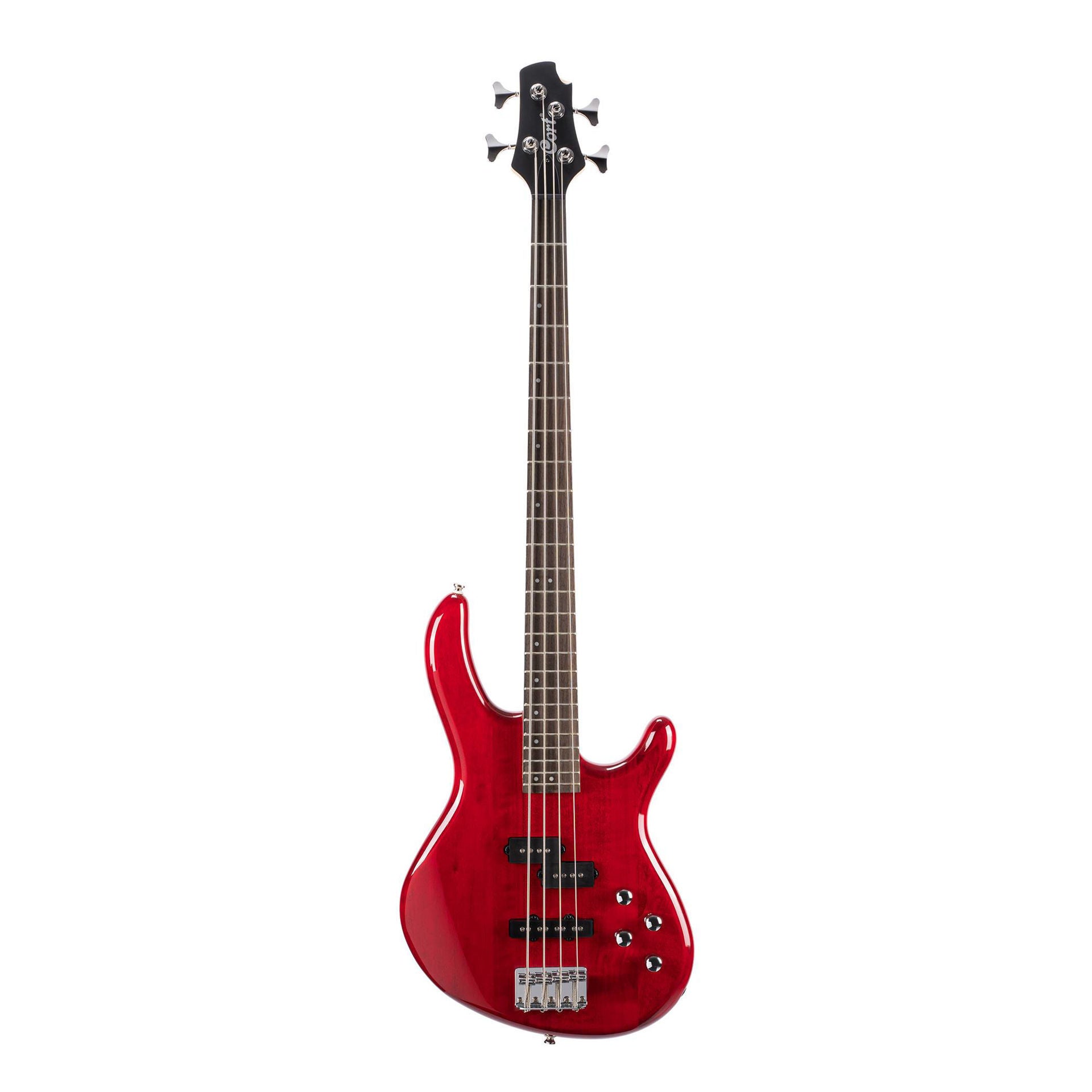 Cort Action Plus 4-String Bass Guitar in Transparent Red