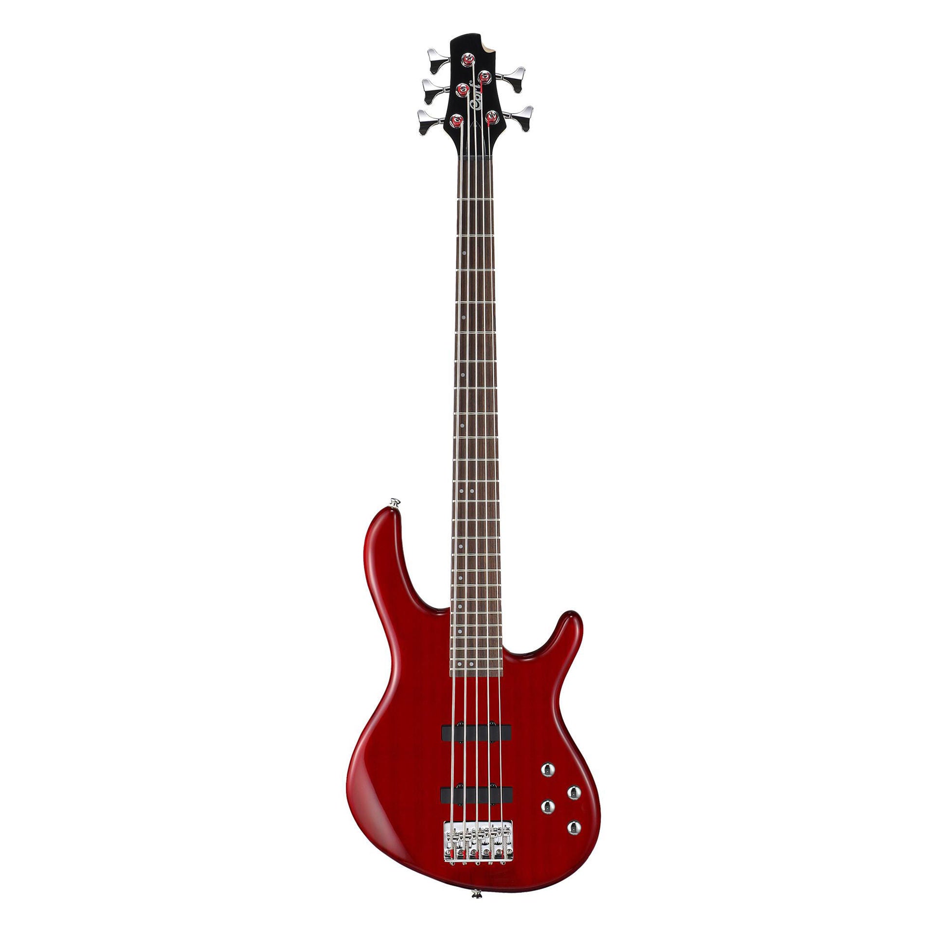 Cort Action Plus 5-String Bass Guitar in Transparent Red