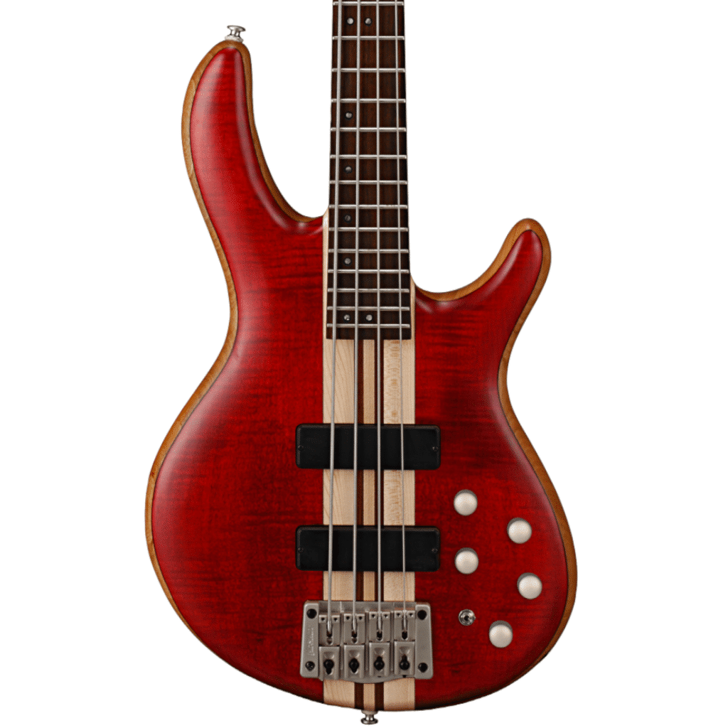 Cort A4 Plus FMMH 4 String Electric Bass - Open Pore Black Cherry