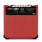 Cort CM15R PG 15W guitar combo amplifier in dark red with control knobs and speaker grille, designed for electric guitar sound.