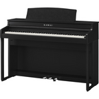 Kawai CA401 digital piano with matching ebony satin bench, featuring sleek design and full-sized keyboard for home use
