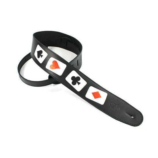 DSL Straps Designers Series Casino Card Leather Guitar Strap 2.5in - Black