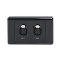 Dual 3 Pin XLR Horizontal Microphone Wallplate Black