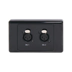 Dual 3 Pin XLR Horizontal Microphone Wallplate Black
