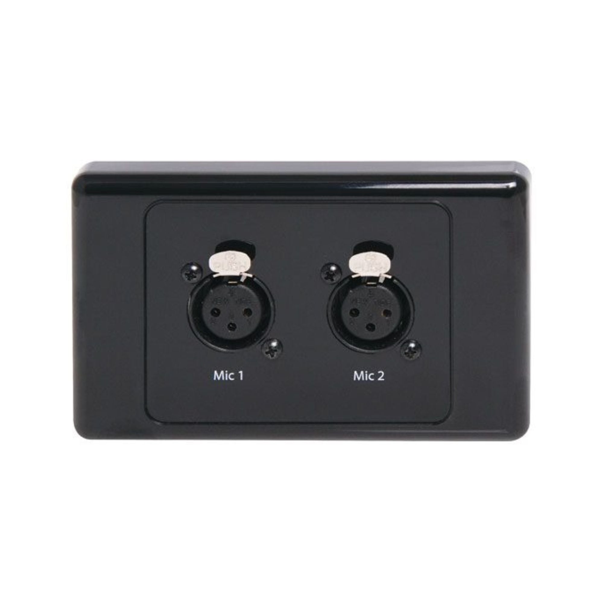 Dual 3 Pin XLR Horizontal Microphone Wallplate Black
