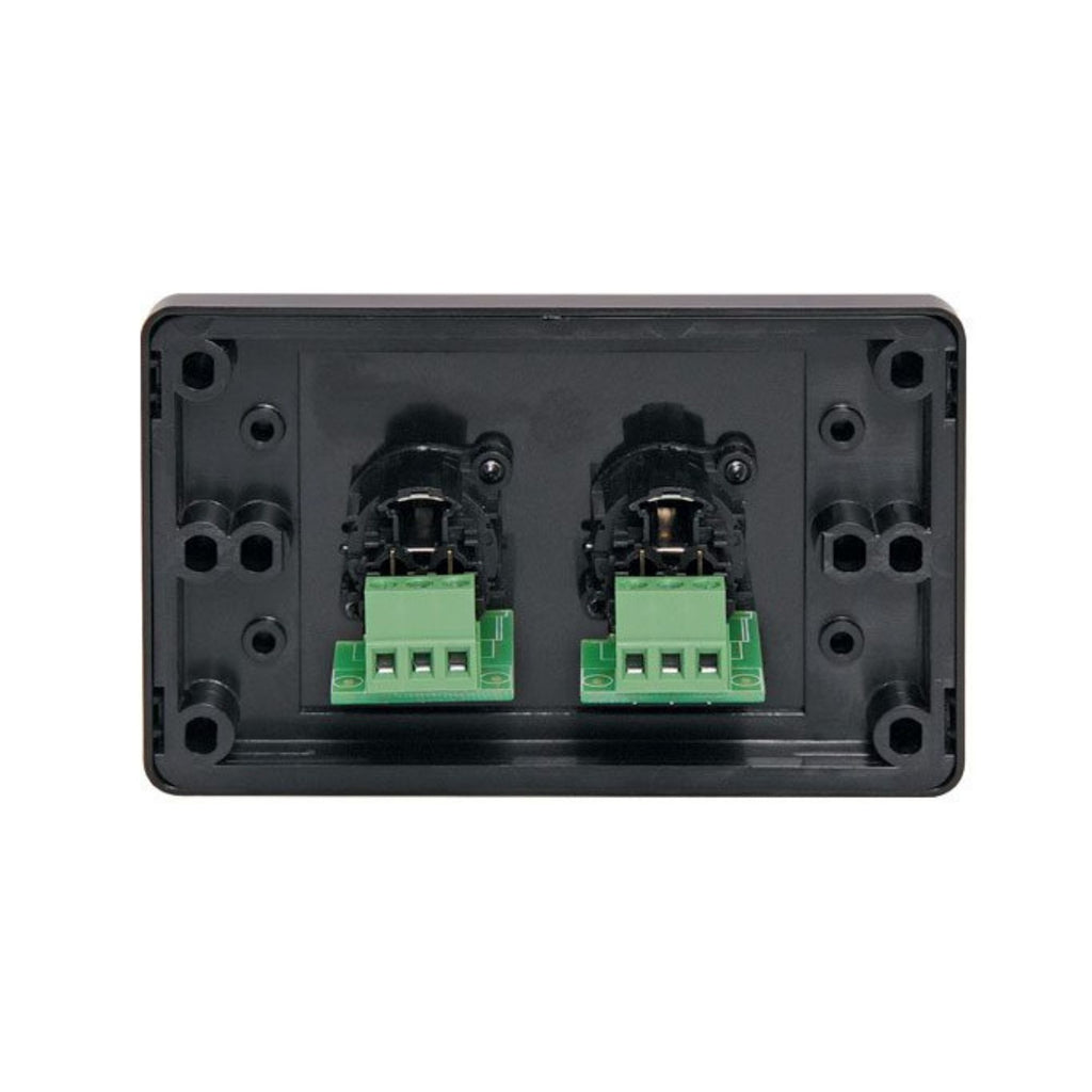 Dual 3 Pin XLR Horizontal Microphone Wallplate Black