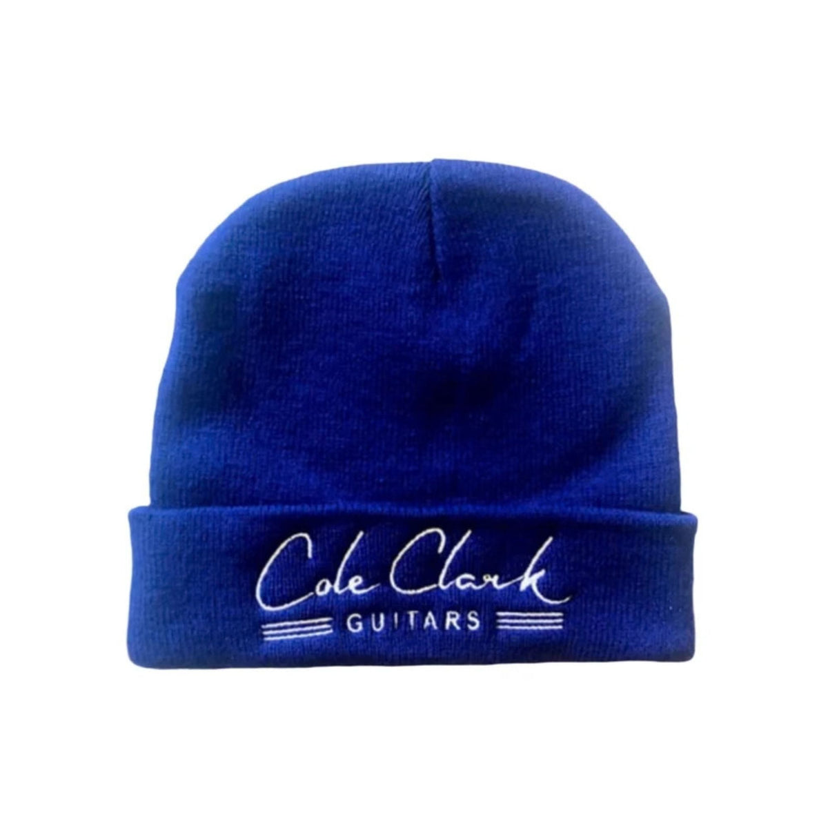 Royal blue Cole Clark beanie hat with a snug fit, perfect for gifts and casual wear, featuring a soft knit texture.