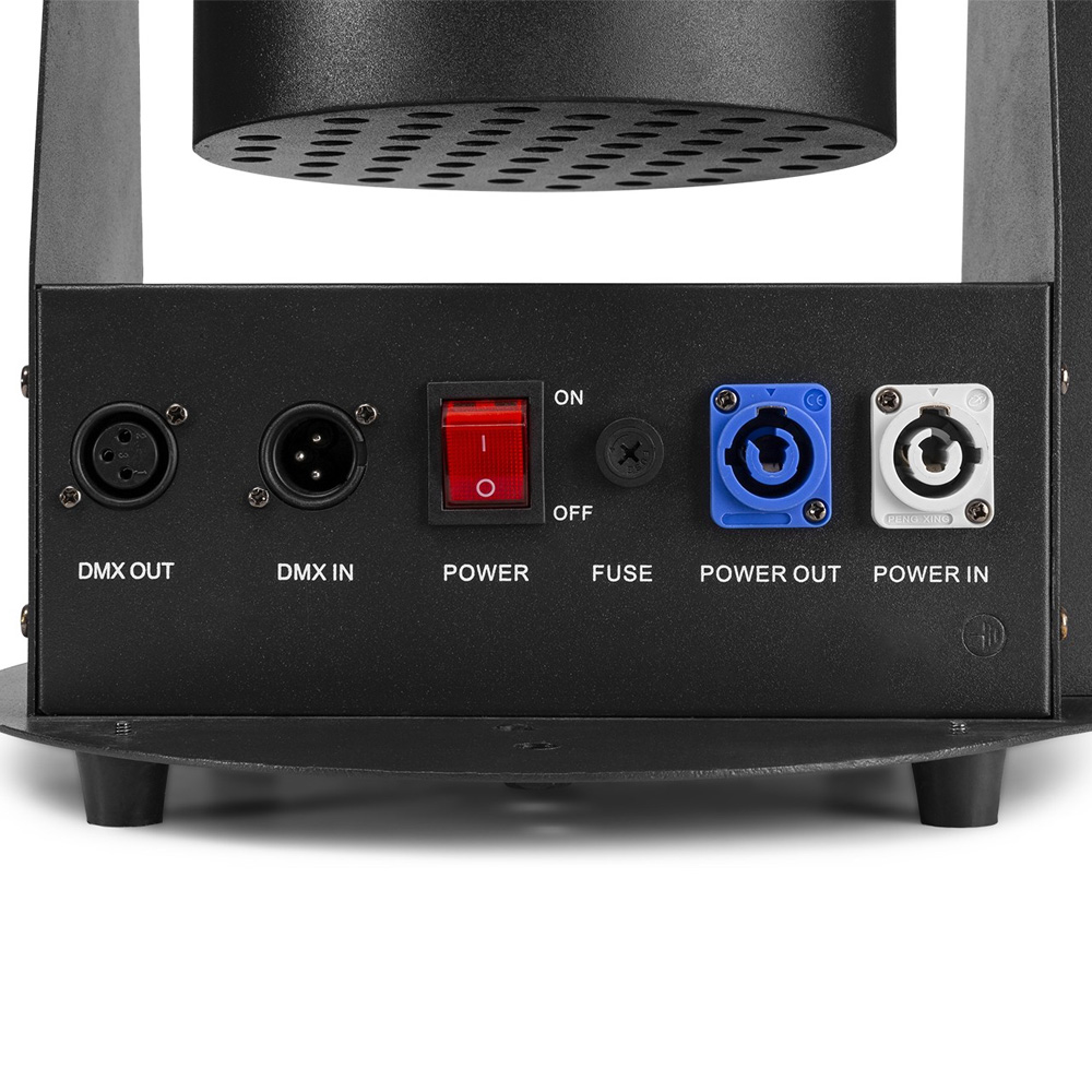 Beamz Pro CC1200 confetti canon for atmospheric effects, shown with colorful confetti ready for event decoration.