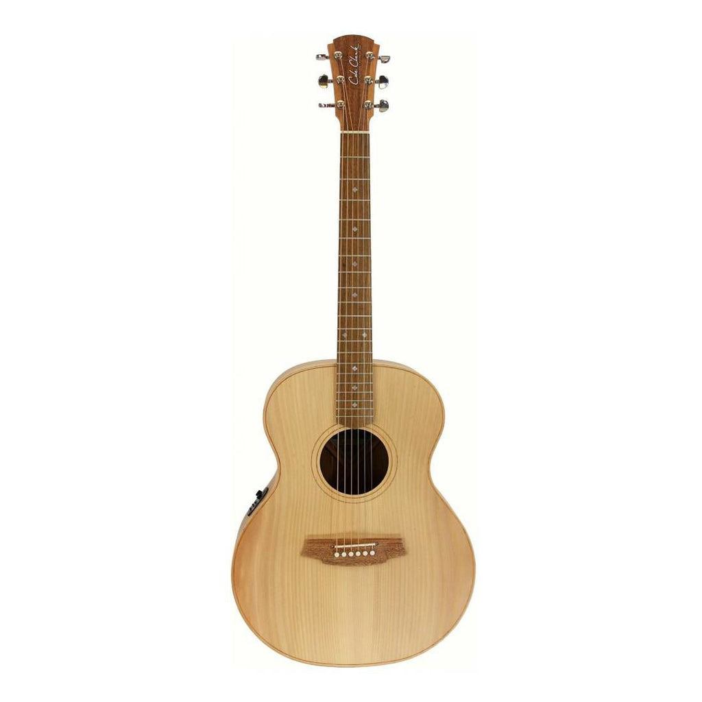 Left-handed Cole Clark Angel 2 Series Grand Auditorium acoustic guitar with Bunya face, Australian Blackwood back and sides, pickup included.