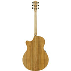 Cole Clark Angel 2 acoustic guitar with Bunya Blackwood top and body, showcasing its sleek black finish and elegant design.