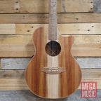 Cole Clark Angel 2 acoustic guitar in all blackwood with a natural wood finish, showcasing its detailed body and neck design.