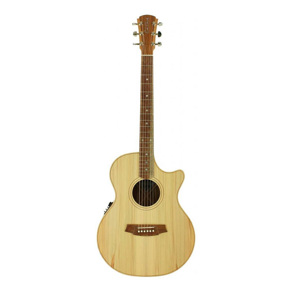 Cole Clark Angel 2 Series Grand Auditorium acoustic guitar with Bunya face, Silky Oak back and sides, featuring pickup for amplified sound