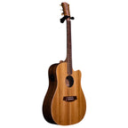 Cole Clark Fat Lady 2 acoustic guitar in all blackwood rosewood with a sleek black finish and intricate wood grain details.