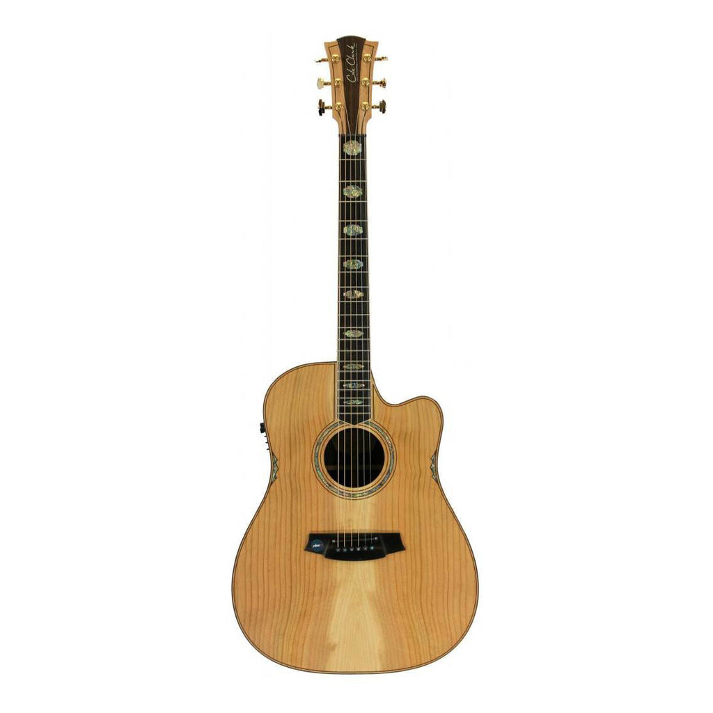 Cole Clark Fat Lady 3 Series dreadnought acoustic guitar with blackwood face, back, sides, cutaway design, pickup, and satin fretboard.