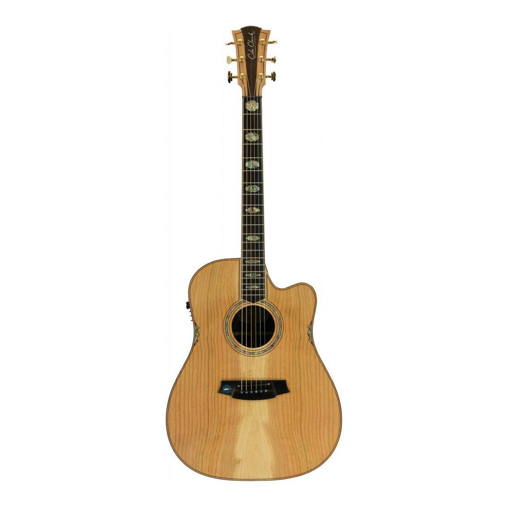 Cole Clark Fat Lady 3 Series acoustic dreadnought guitar with cedar top, blackwood back and sides, cutaway design, and built-in pickup.