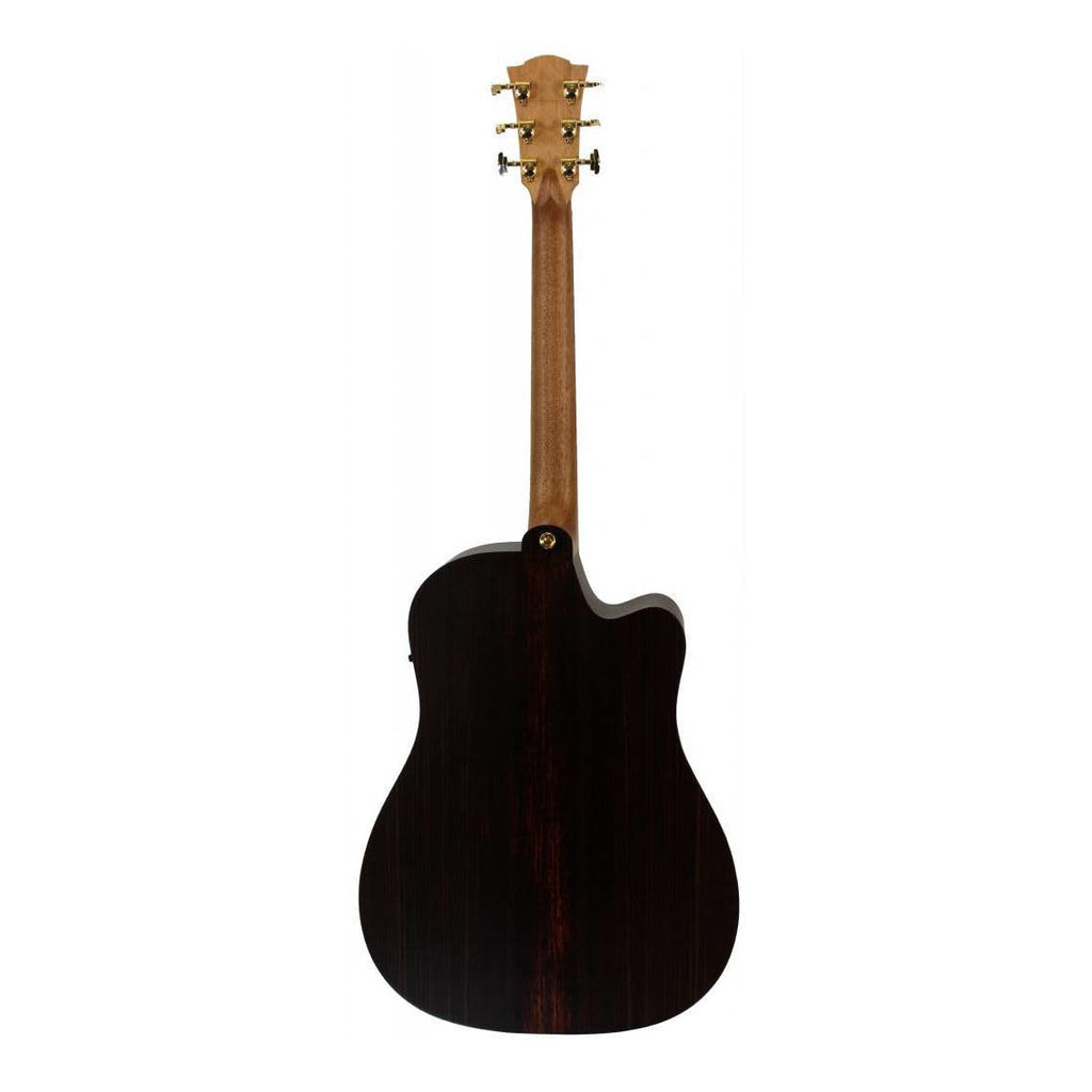 Cole Clark Fat Lady 3 Series cutaway dreadnought acoustic guitar with redwood face and rosewood back and sides, pickup included.