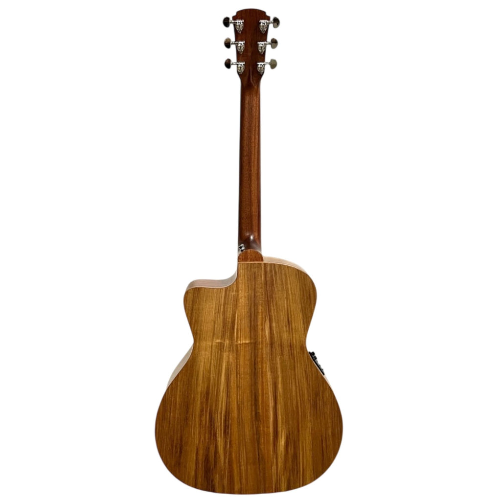 Cole Clark Studio GA AN1EC acoustic guitar with blackwood face, back, and sides, showcasing a sleek, polished finish and six-string design.