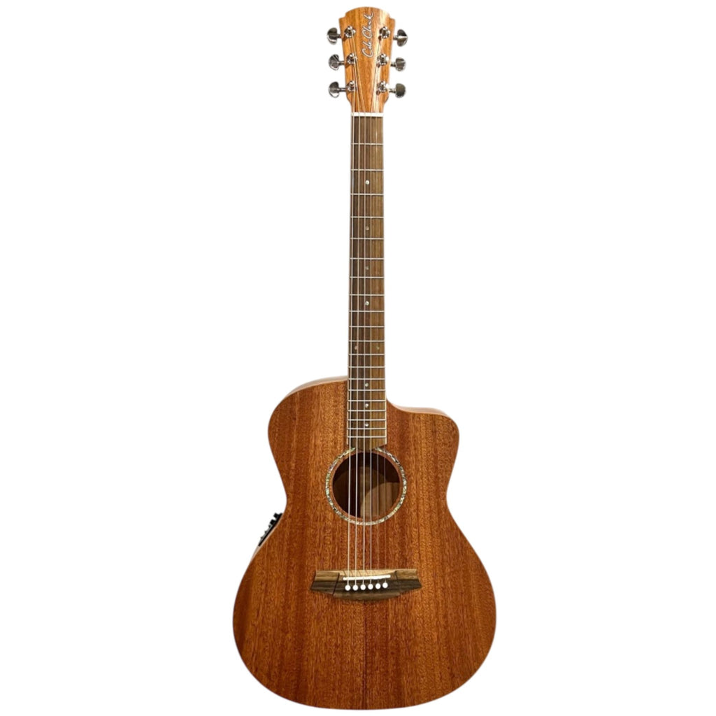 Cole Clark Studio AN1EC Angel acoustic guitar with mahogany body and cutaway design, featuring a natural wood finish.