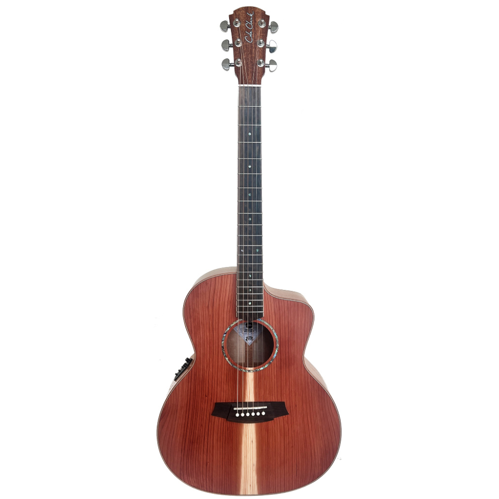 Cole Clark Studio GA AN1EC acoustic guitar with redwood top, maple back and sides, showcasing natural wood grain and craftsmanship.