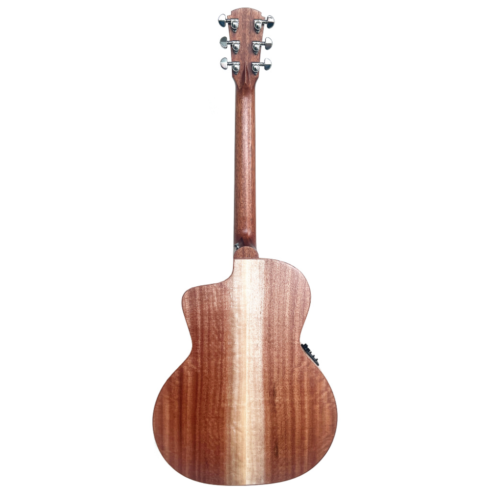 Cole Clark Studio GA AN1EC acoustic guitar with Redwood face, Maple back and sides, showcasing its natural wood finish.