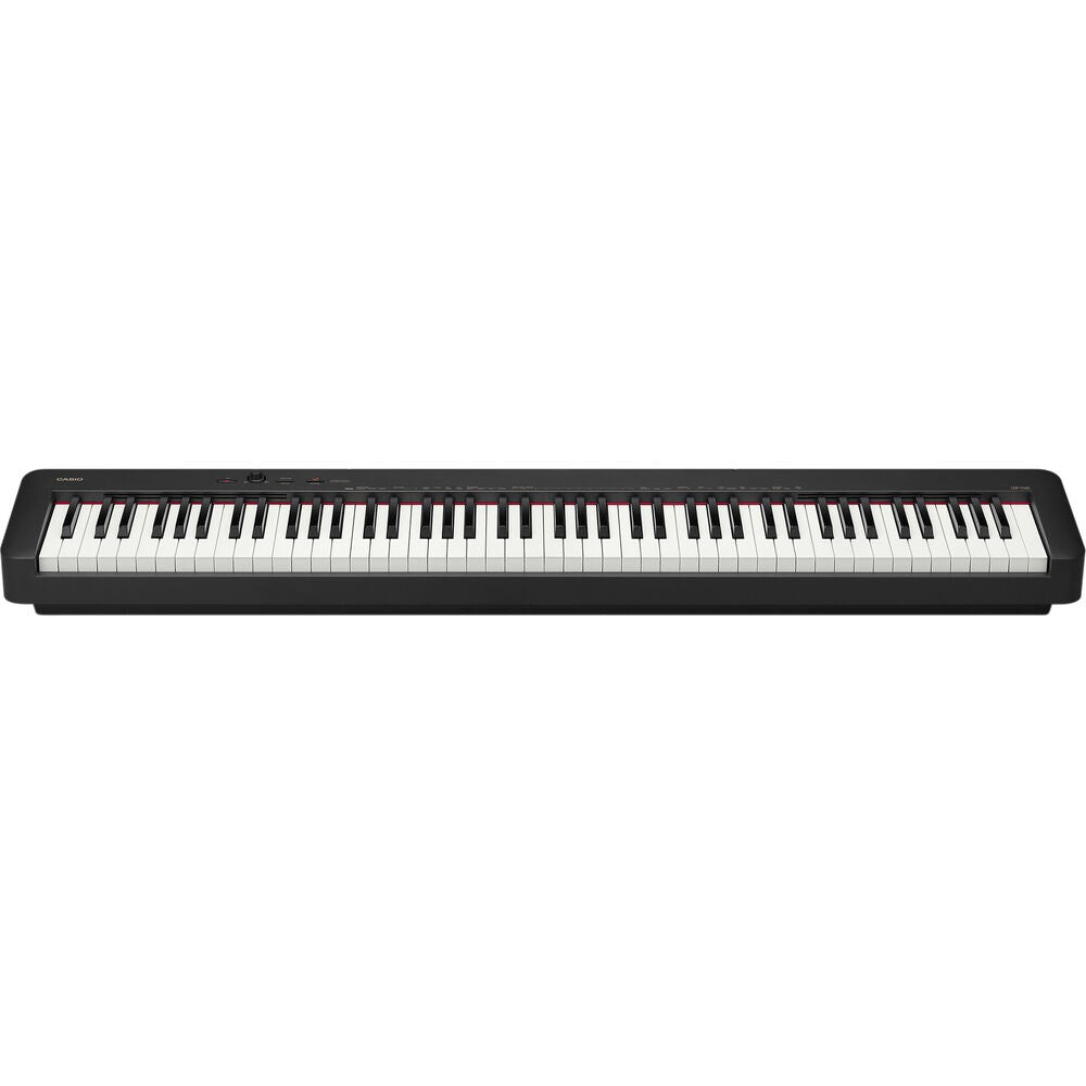 Casio CDP-S160 black compact digital piano with sleek design and full-sized keys, ideal for home practice and playing.