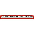 Casio CDP-S160 88-key slimline digital piano in red, showing the compact design and full-sized keyboard.