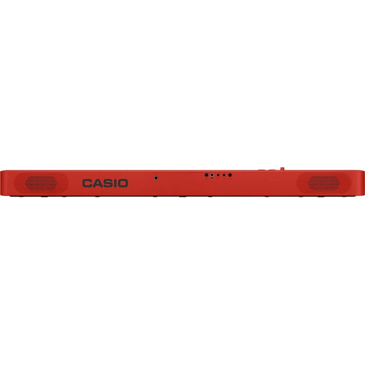 Casio CDP-S160 88-key slimline digital piano in red, showing the compact design and keyboard keys.