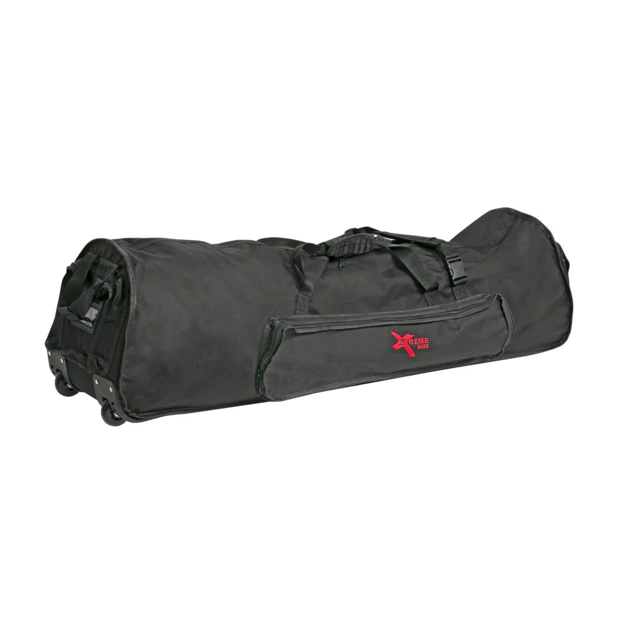 Xtreme CE586W 48-inch drum hardware bag with wheels, durable black case designed for transporting drum accessories and hardware.