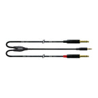 Cordial Essentials REAN Plug 3.5mm Stereo Gold to 2x Plug 6.3mm Mono Gold - Long Pigtail Side - 1.5m