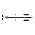 Cordial Essentials REAN Plug 3.5mm Stereo Gold to 2x Plug 6.3mm Mono Gold - Long Pigtail Side - 1.5m