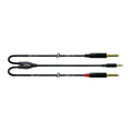 Cordial Essentials REAN Plug 3.5mm Stereo Gold to 2x Plug 6.3mm Mono Gold - Long Pigtail Side - 3 meter