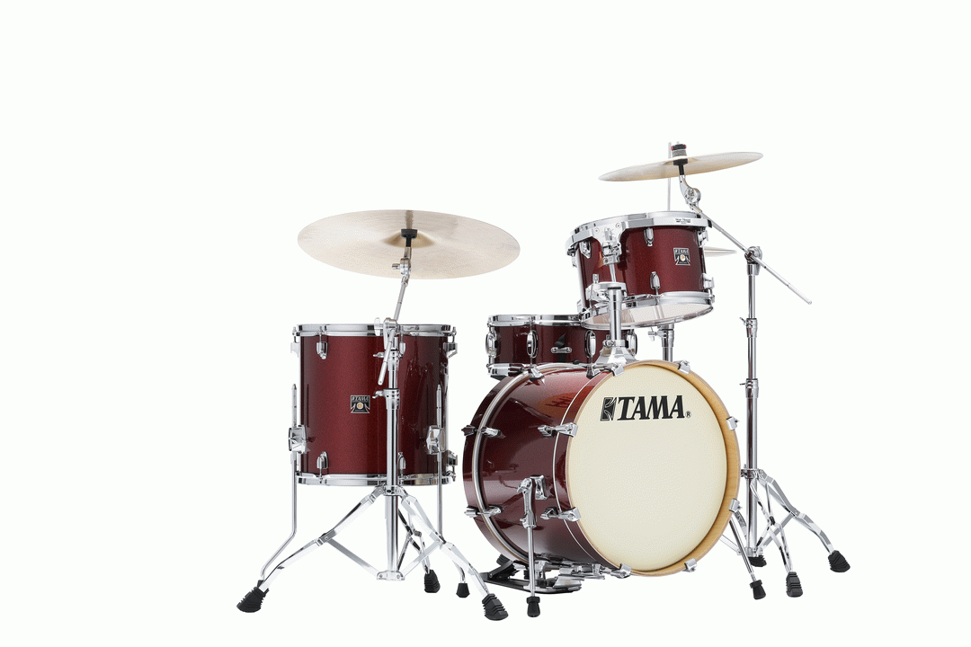 Tama Superstar Classic 18-inch 4-piece drum kit shell pack with dark red sparkle finish, including 18/12/14 drums and 14-inch snare