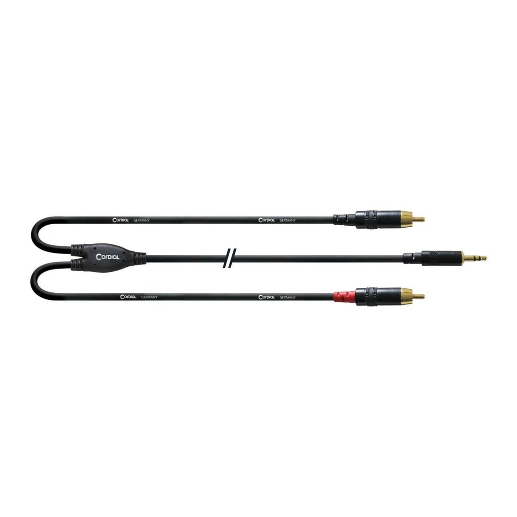 Cordial Y-Adapter Cable 3.5mm TRS Plug - 2x RCA Plugs - 3m