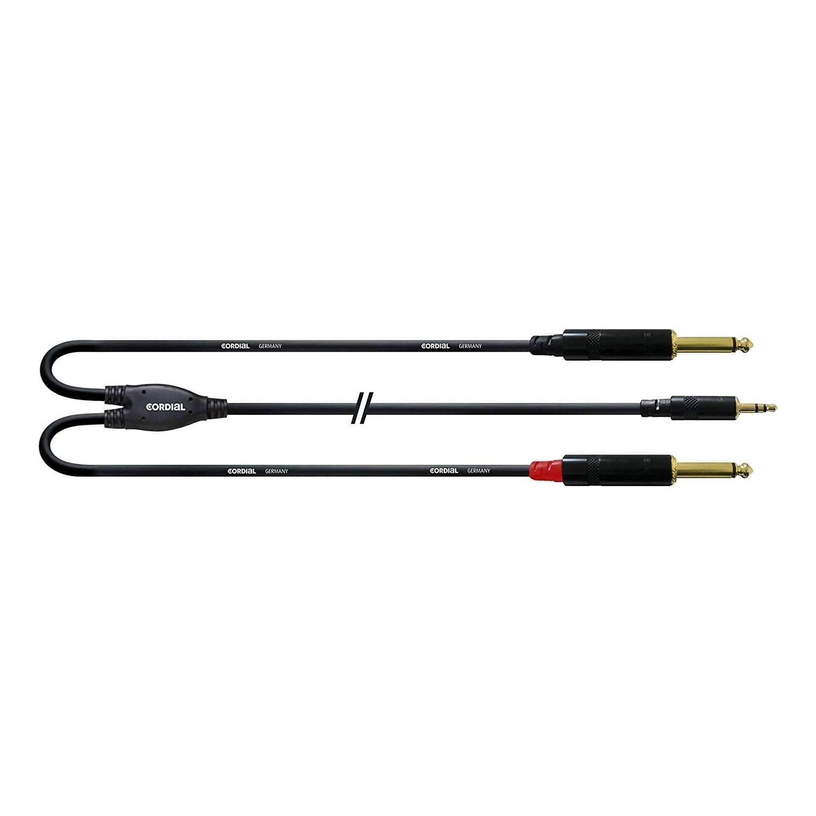 Cordial Y-Adapter Cable 3.5mm TRS Plug - 2x 6.35mm TS Plugs - 6m