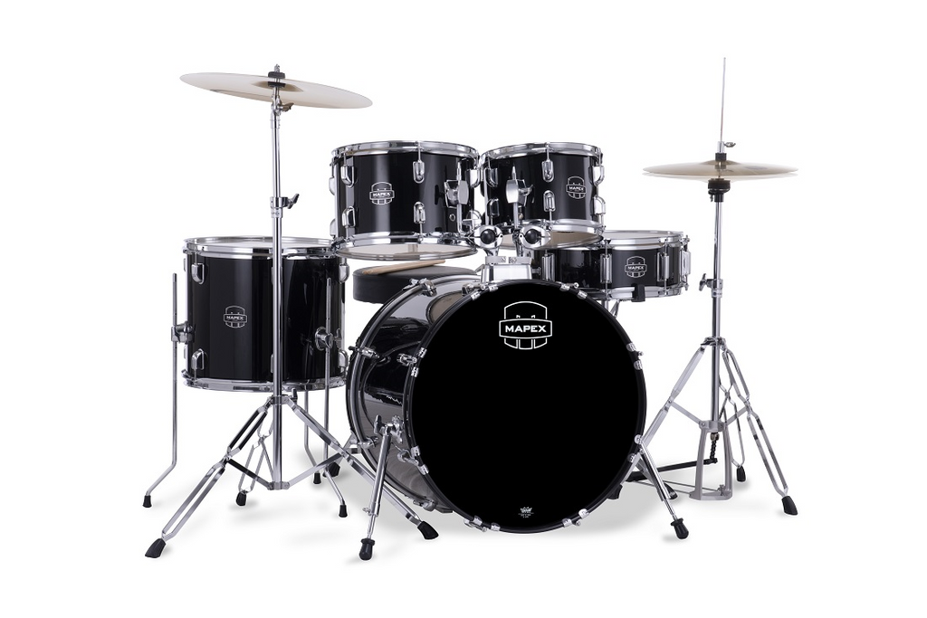 Mapex Comet 5pc Drum Kit with Hardware and Cymbals - Black