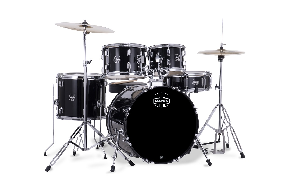 Mapex Comet 5pc Drum Kit with Hardware and Cymbals - Black
