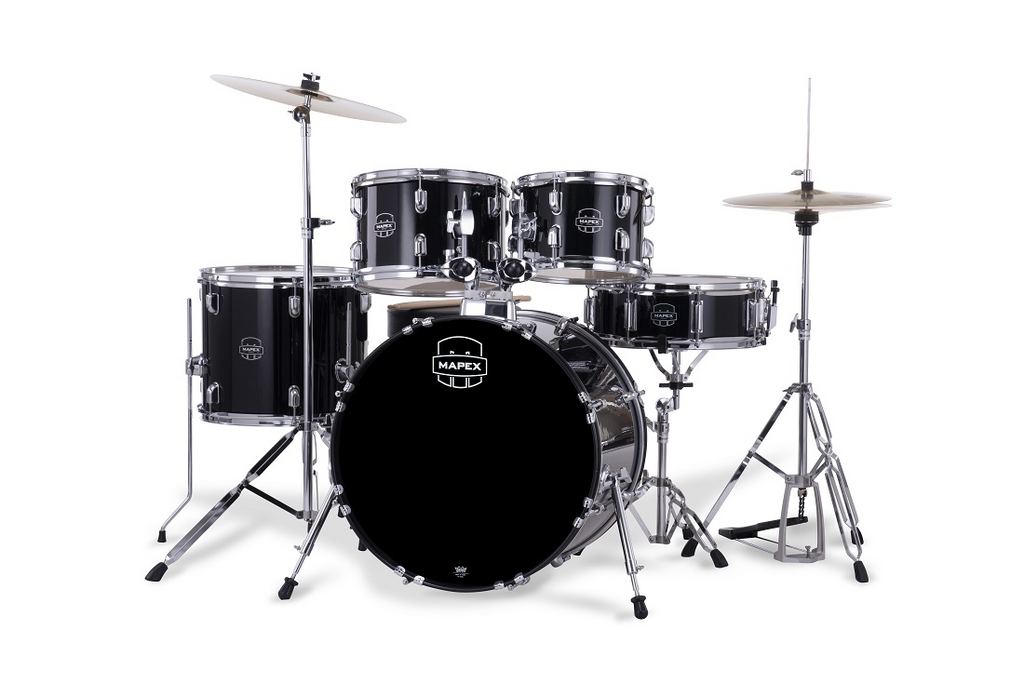 Mapex Comet 5pc Drum Kit with Hardware and Cymbals - Black